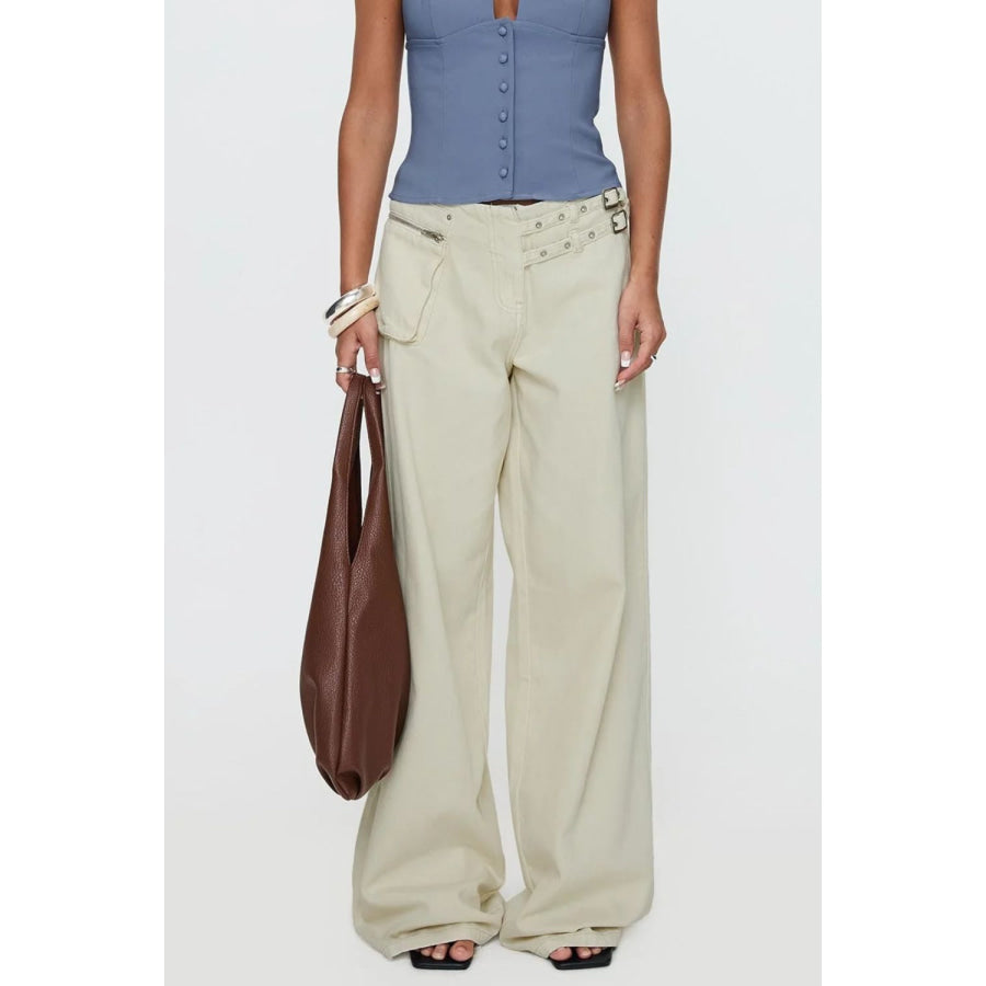 Wide Leg Jeans with Pockets Apparel and Accessories