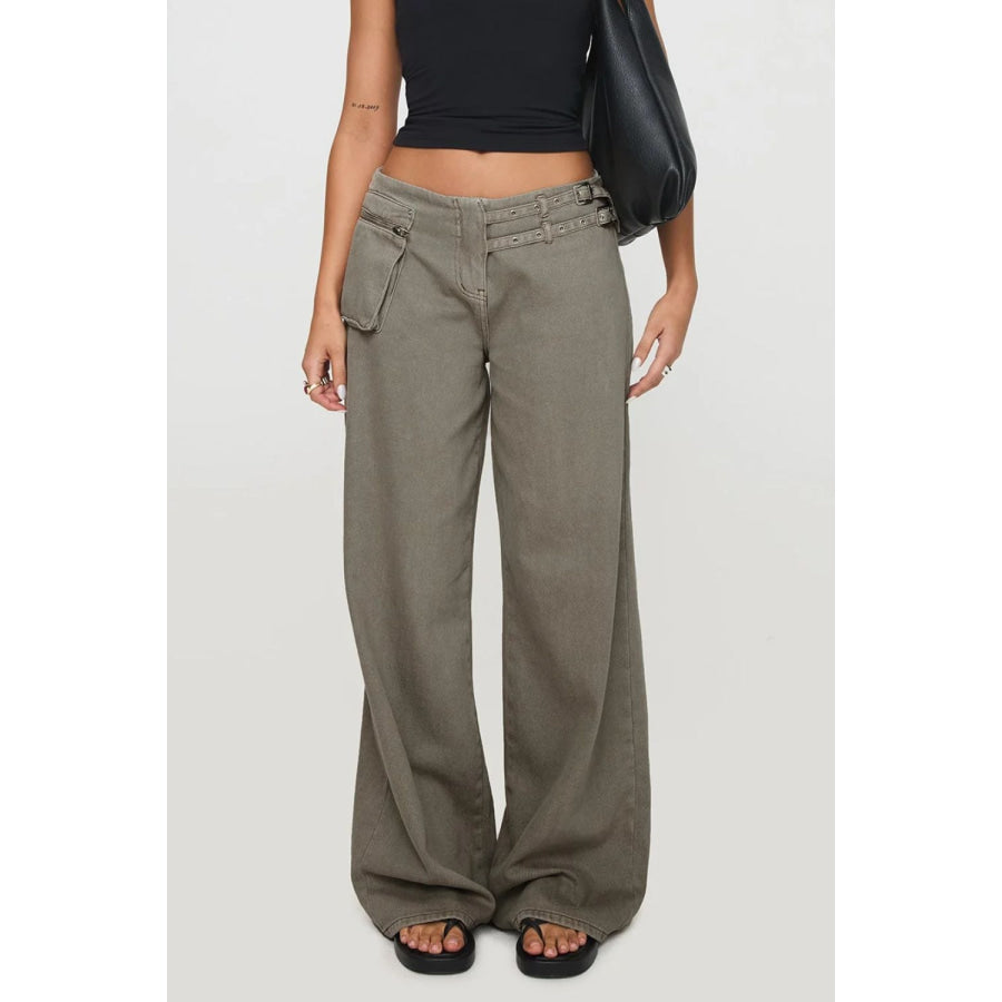 Wide Leg Jeans with Pockets Apparel and Accessories