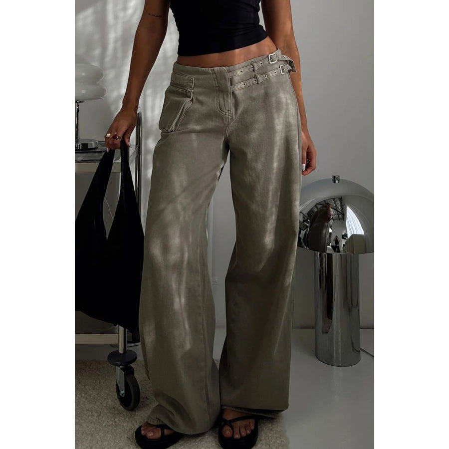 Wide Leg Jeans with Pockets Apparel and Accessories
