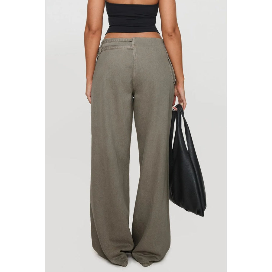 Wide Leg Jeans with Pockets Apparel and Accessories