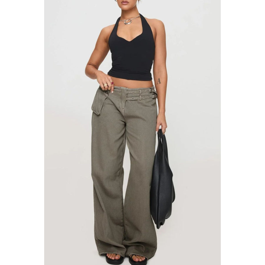 Wide Leg Jeans with Pockets Apparel and Accessories