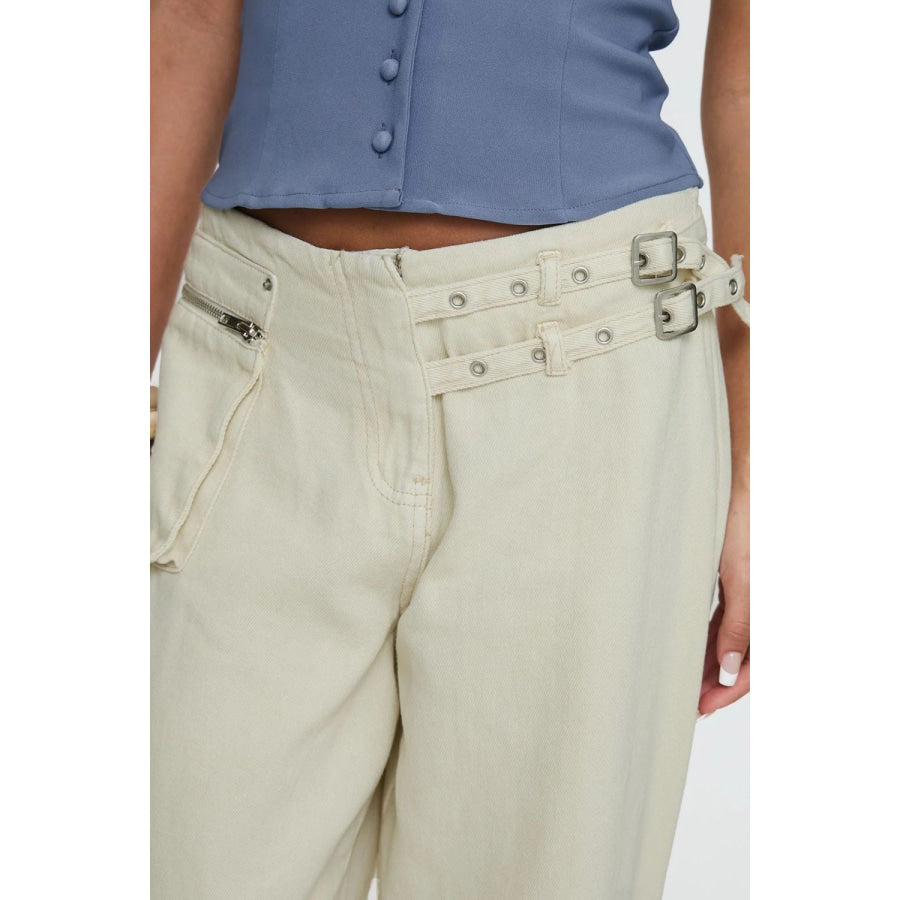 Wide Leg Jeans with Pockets Apparel and Accessories