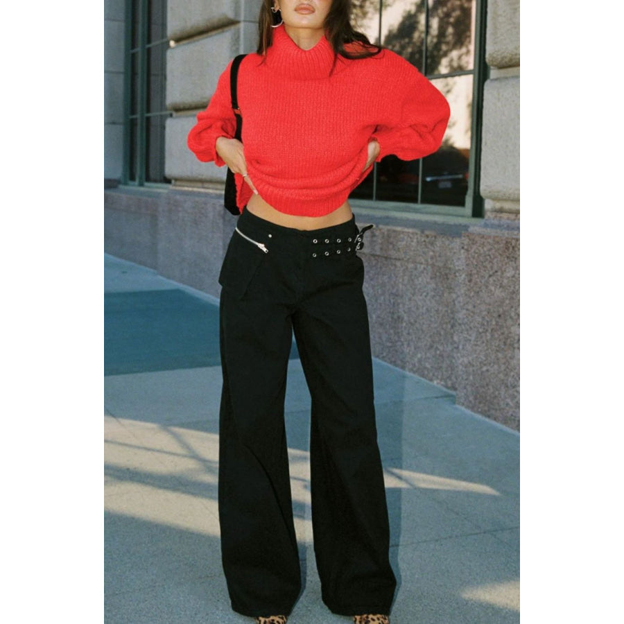 Wide Leg Jeans with Pockets Apparel and Accessories