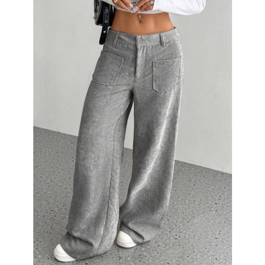 Wide Leg Pants with Pockets Apparel and Accessories