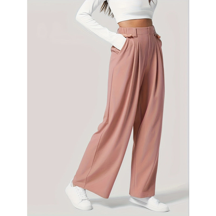 Wide Leg Pants with Pockets Apparel and Accessories