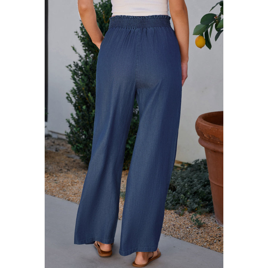 Wide Leg Pants with Pockets Apparel and Accessories