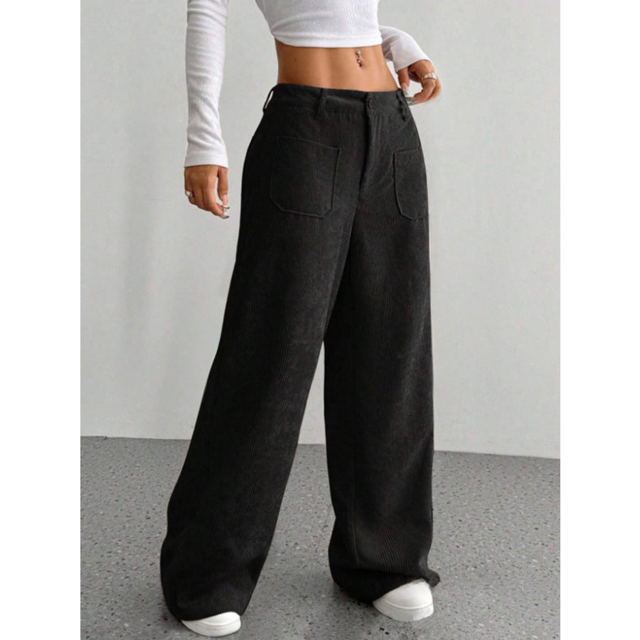 Wide Leg Pants with Pockets Apparel and Accessories