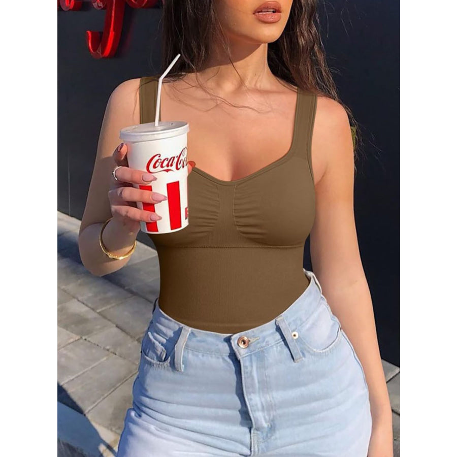 Wide Strap Active Tank Coffee Brown / S Apparel and Accessories