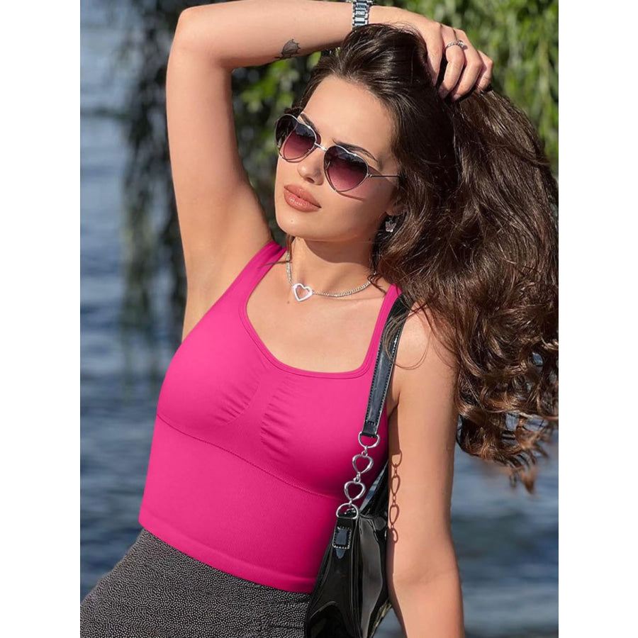 Wide Strap Active Tank Hot Pink / S Apparel and Accessories