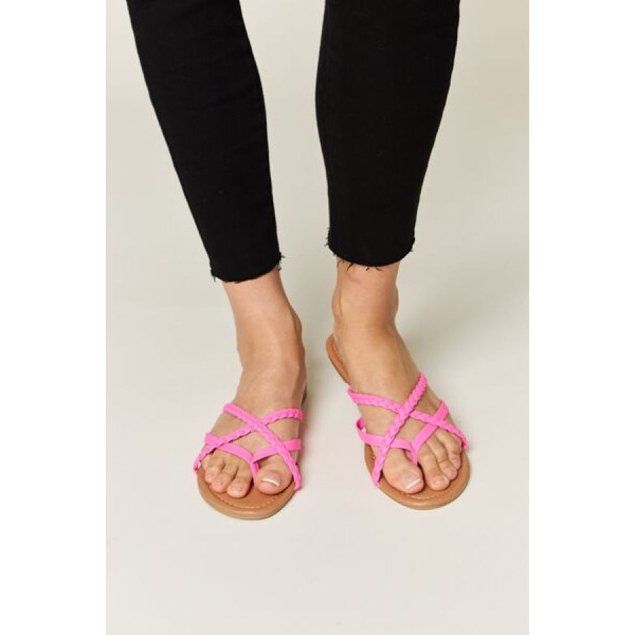 WILD DIVA Crisscross PU Leather Open Toe Sandals Apparel and Accessories