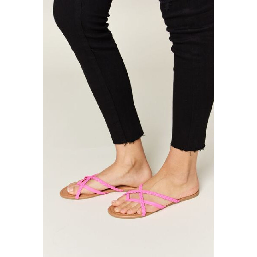 WILD DIVA Crisscross PU Leather Open Toe Sandals Apparel and Accessories