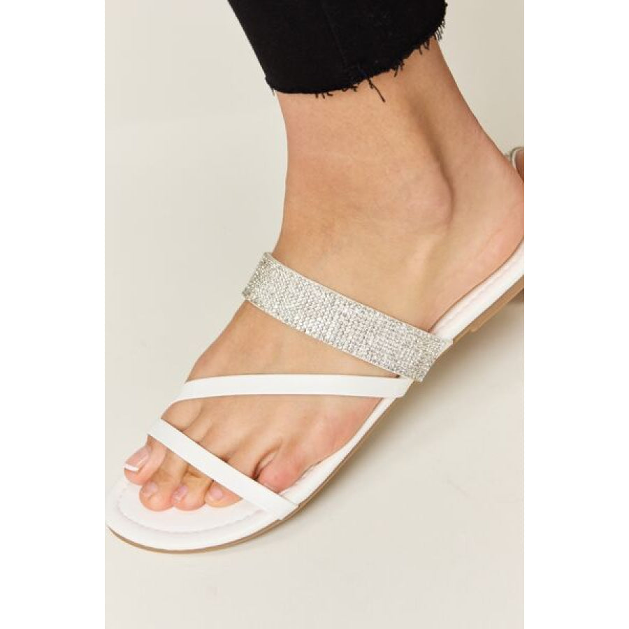 WILD DIVA Rhinestone Strappy Flat Sandals Apparel and Accessories