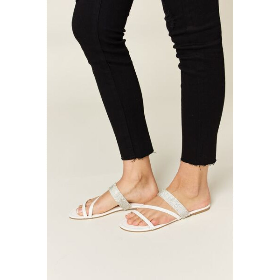WILD DIVA Rhinestone Strappy Flat Sandals Apparel and Accessories
