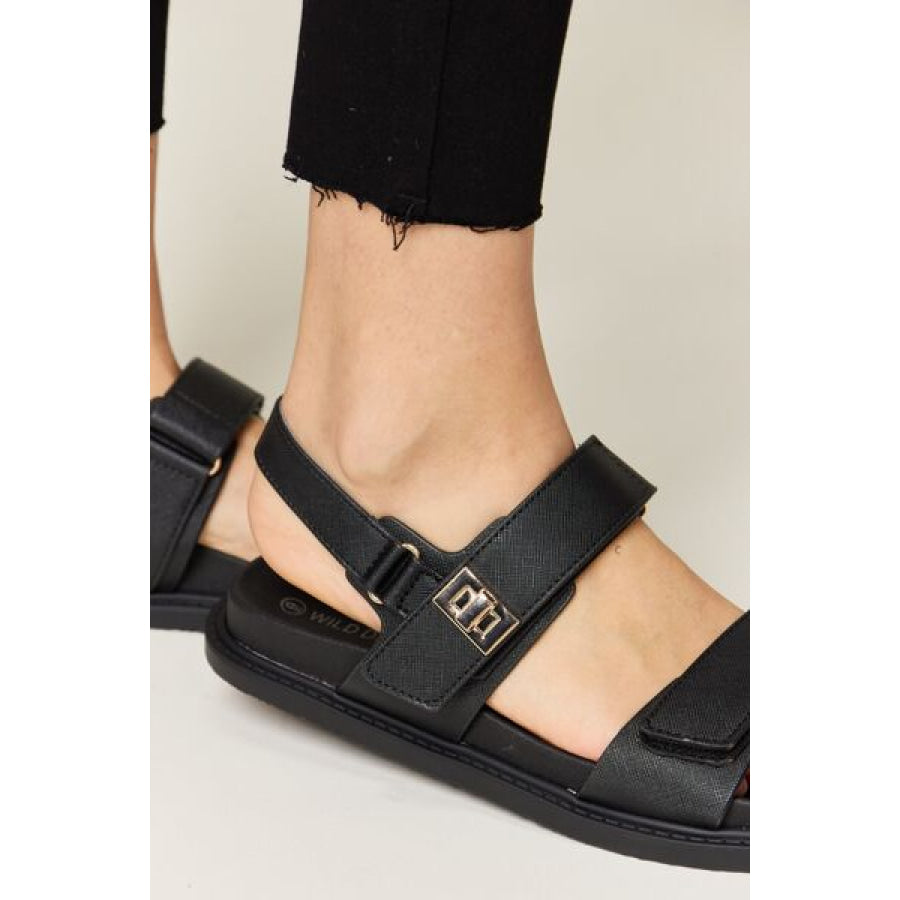 WILD DIVA Velcro Double Strap Slingback Sandals Apparel and Accessories