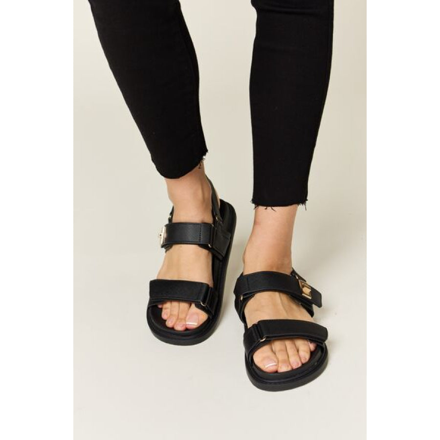 WILD DIVA Velcro Double Strap Slingback Sandals Apparel and Accessories