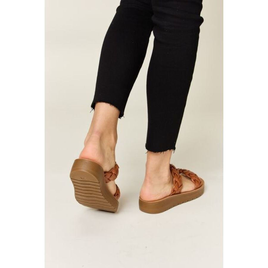 WILD DIVA Woven Dual Band Platform Sandals Apparel and Accessories