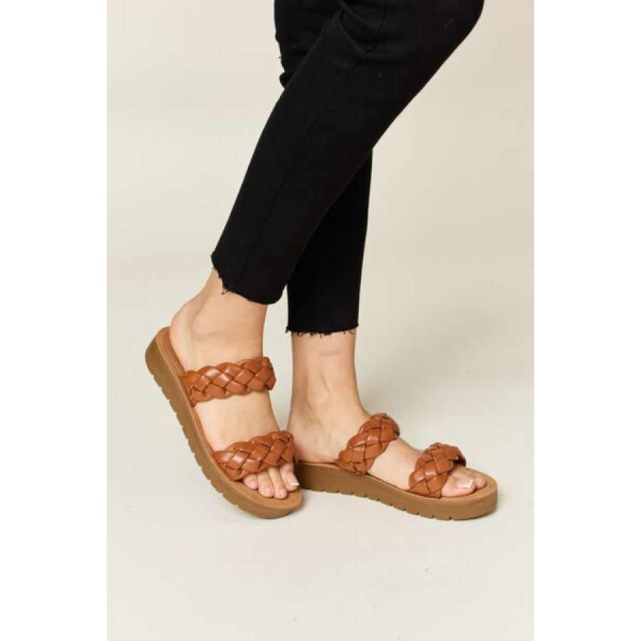WILD DIVA Woven Dual Band Platform Sandals Apparel and Accessories