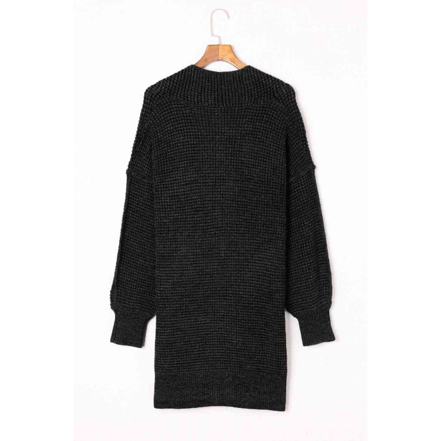 Woven Right Heathered Open Front Longline Cardigan