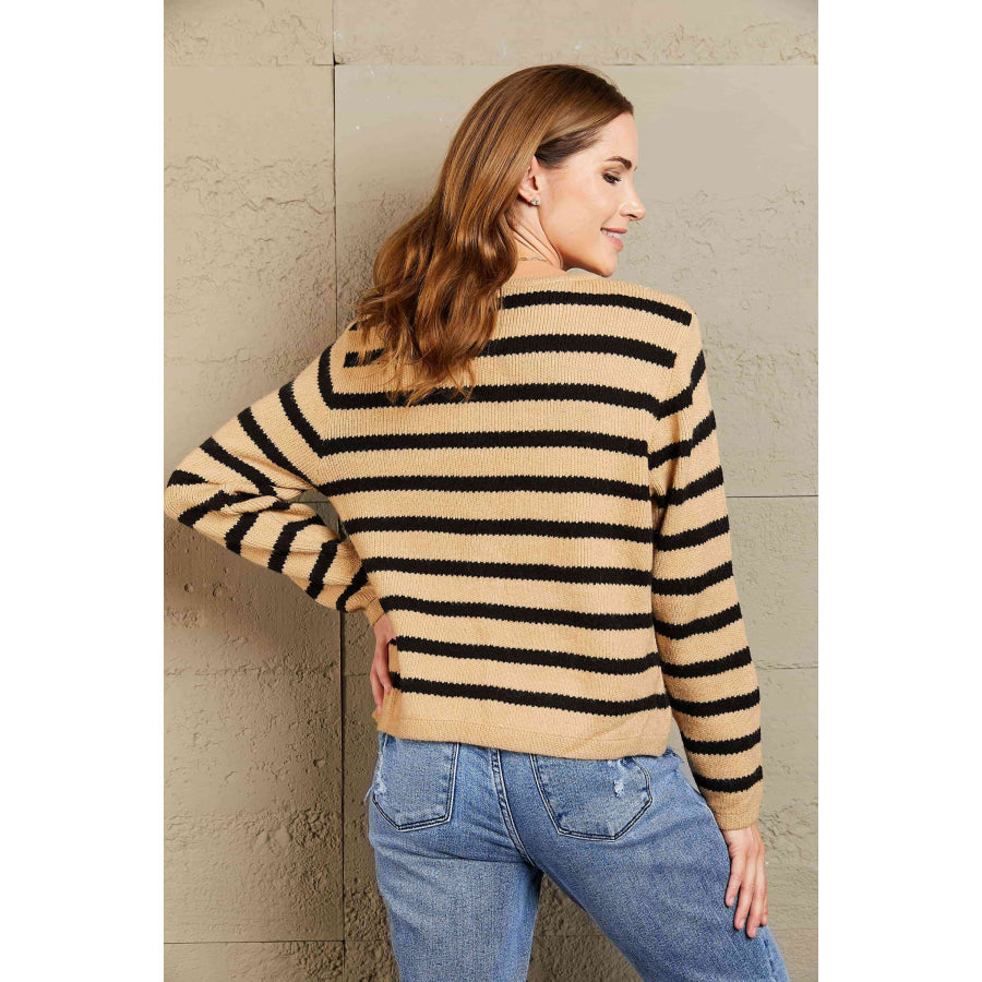 Woven Right Striped Button Front Cardigan