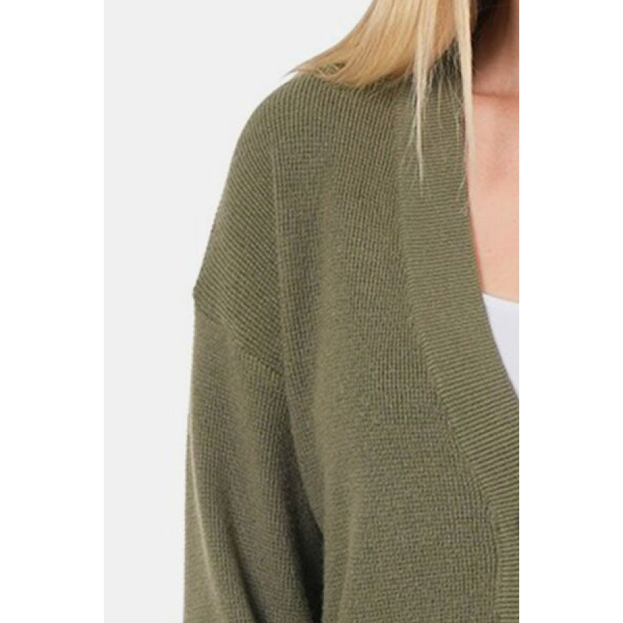 Zenana Button Up V - Neck Dropped Shoulder Cardigan Apparel and Accessories
