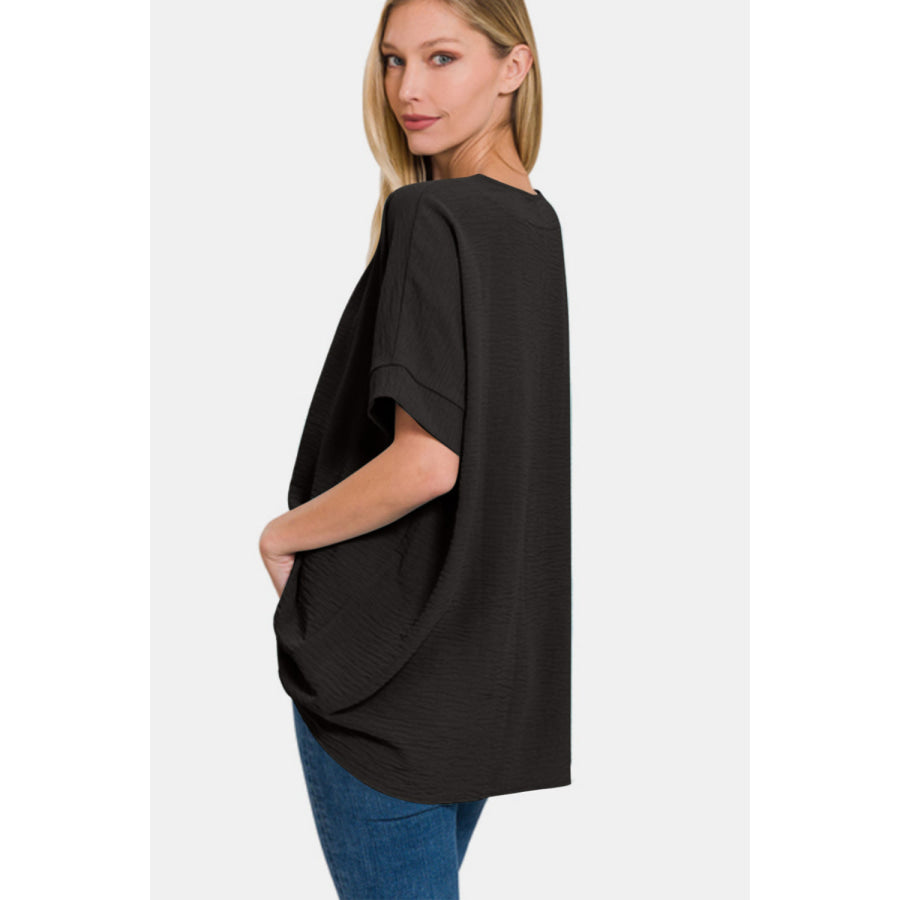 Zenana Full Size V - Neck Short Sleeve Top Apparel and Accessories