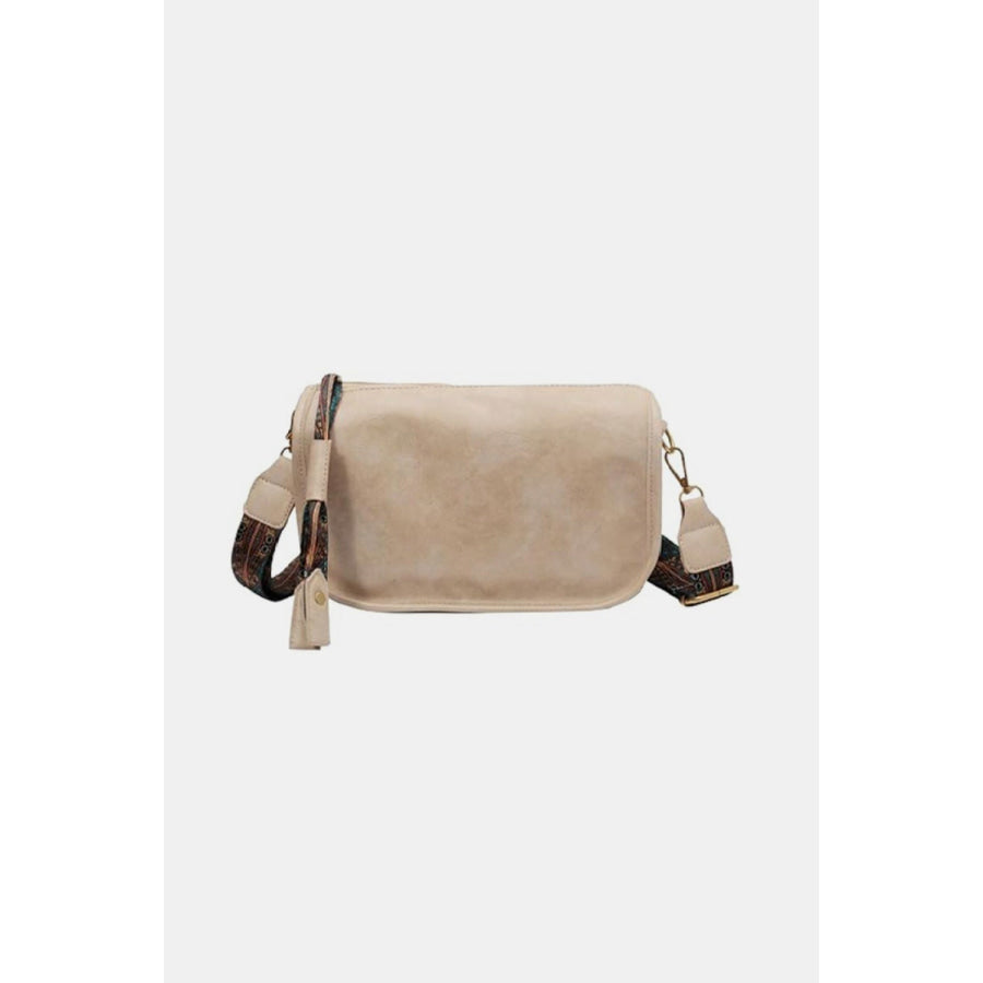 Zenana Pattern Strap Zipper Shoulder Bag Neutral / One Size Apparel and Accessories