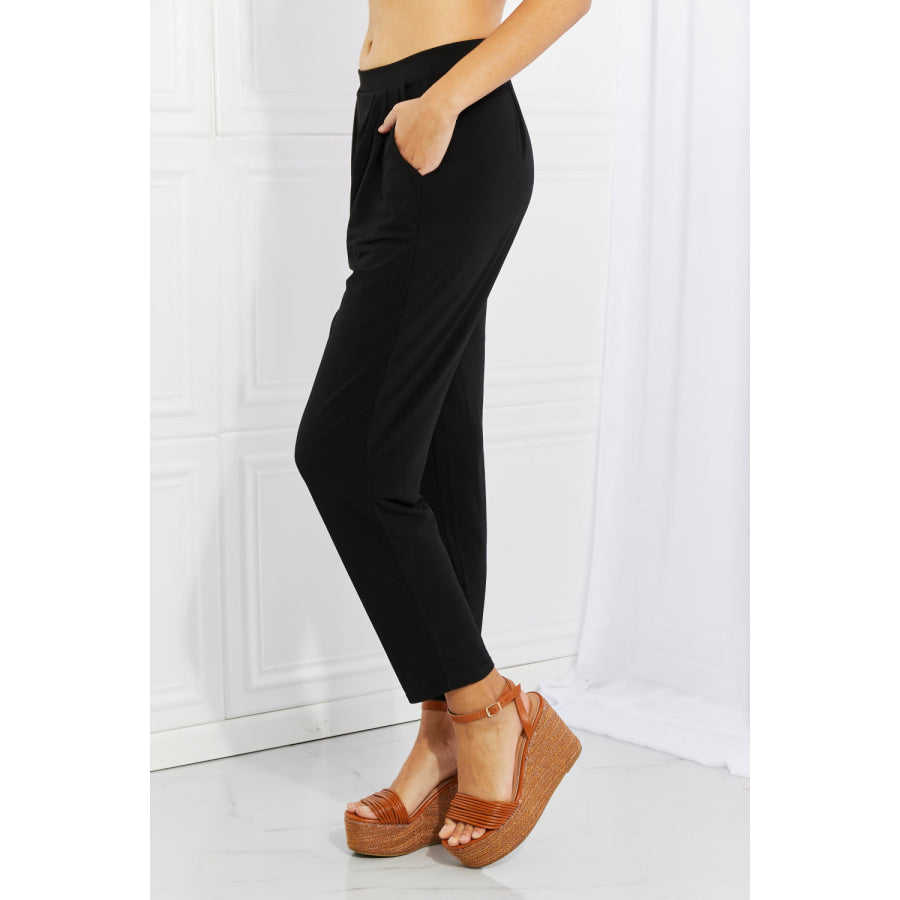 Zenana Pleated High Waist Pants with Side Pockets Apparel and Accessories