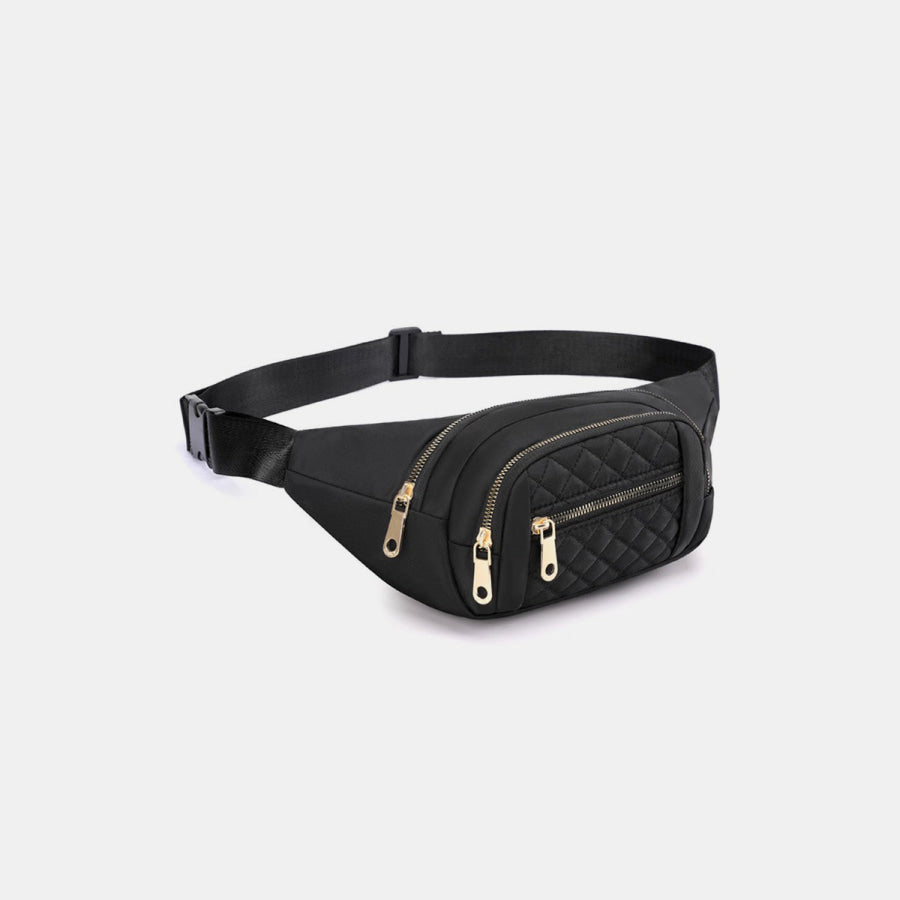 Zenana Quilted Multi Pocket Waist Belt Bag Apparel and Accessories