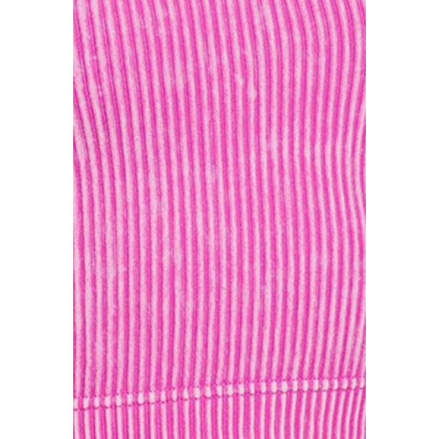 Zenana Washed Ribbed Cropped Tank Apparel and Accessories