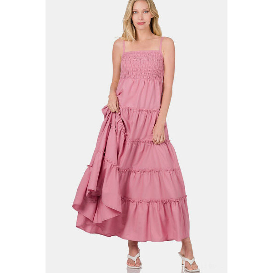Zenana Woven Smocked Tiered Cami Maxi Dress LTROSE / S Apparel and Accessories