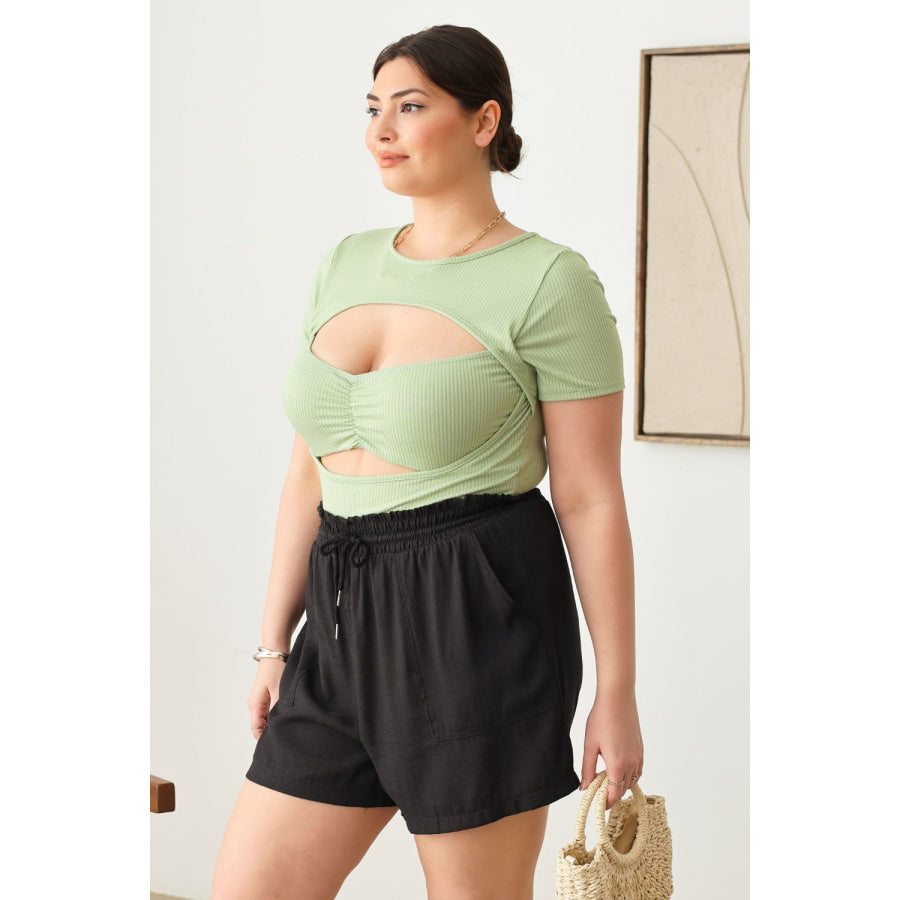 Zenobia Plus Size Drawstring Elastic Waist Shorts with Pockets Black / 1XL Apparel and Accessories
