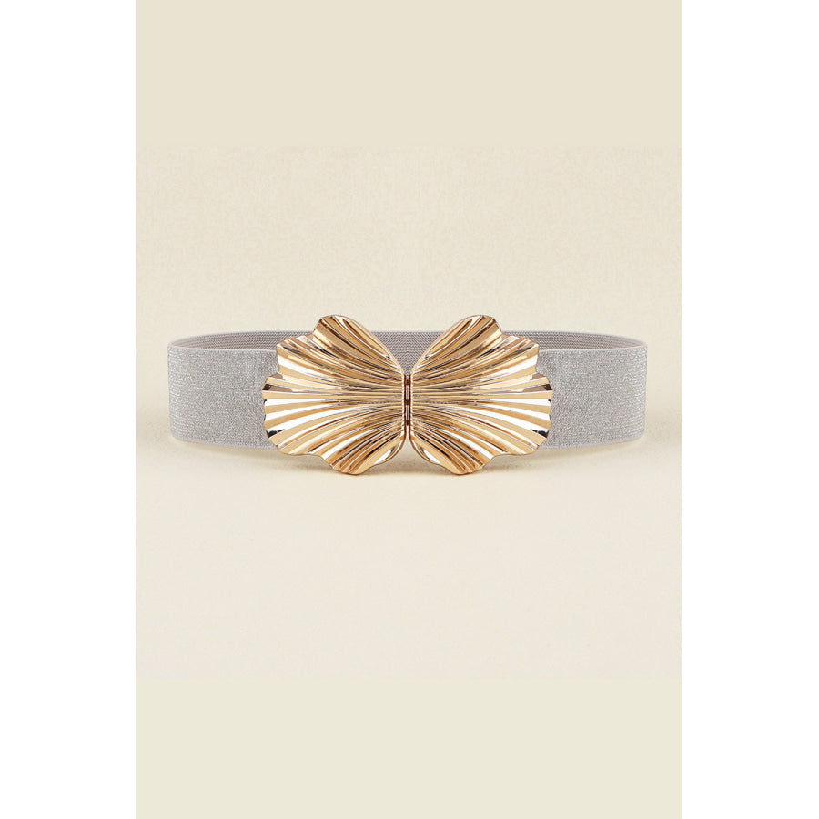 Zinc Alloy Buckle Elastic Belt Silver / One Size