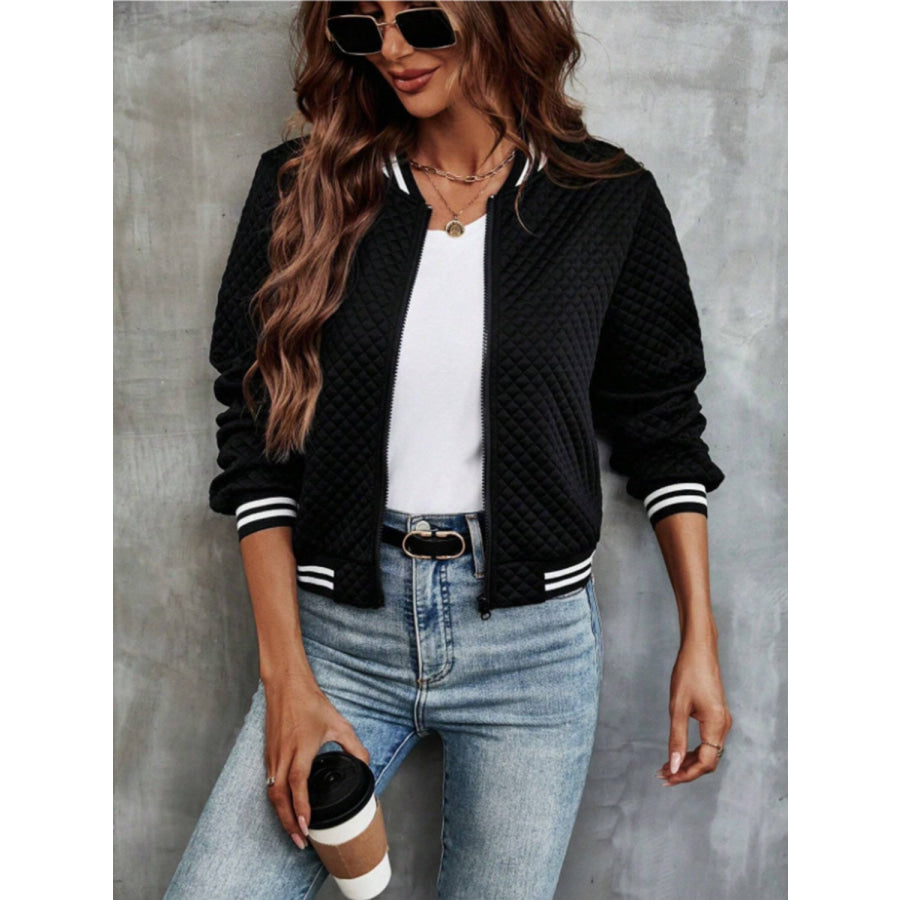 Zip Up Long Sleeve Jacket Black / S Apparel and Accessories