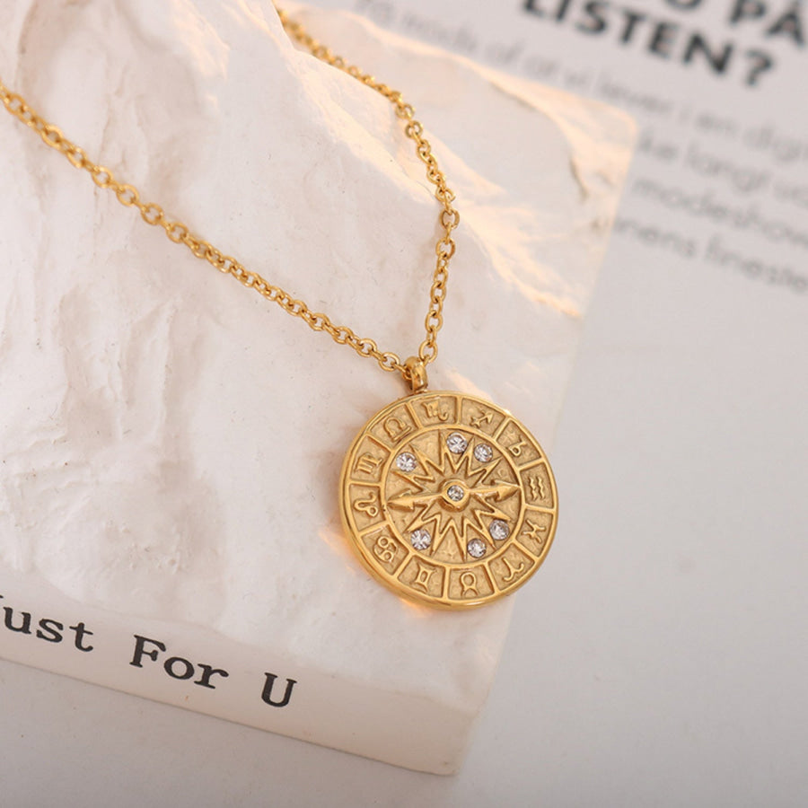Zircon Titanium Steel Timepiece Shape Necklace Apparel and Accessories