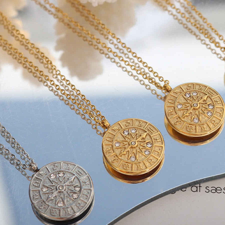 Zircon Titanium Steel Timepiece Shape Necklace Apparel and Accessories