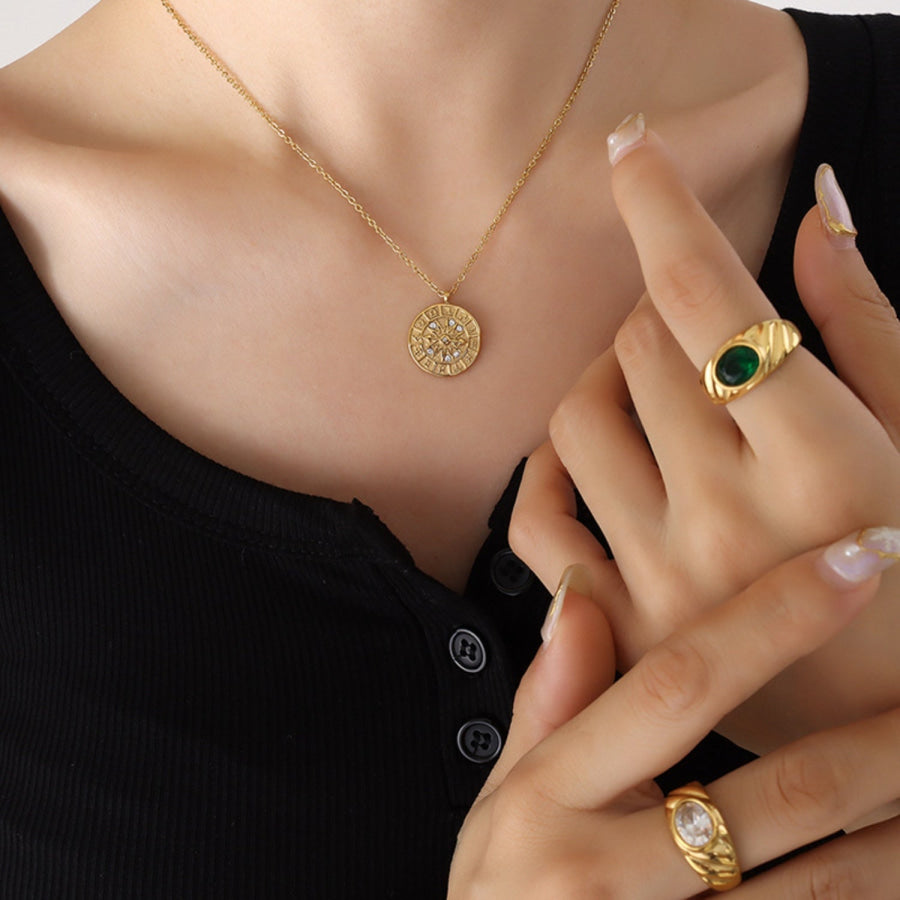 Zircon Titanium Steel Timepiece Shape Necklace Apparel and Accessories