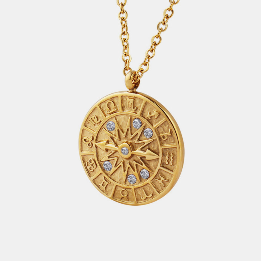 Zircon Titanium Steel Timepiece Shape Necklace Apparel and Accessories