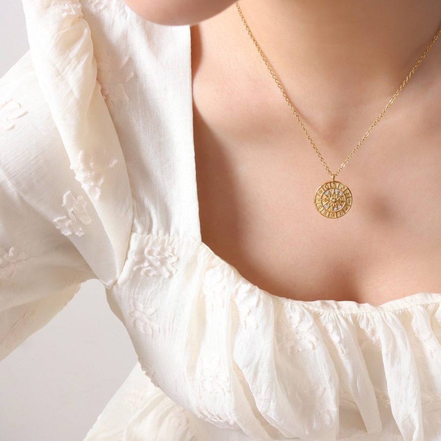 Zircon Titanium Steel Timepiece Shape Necklace Apparel and Accessories