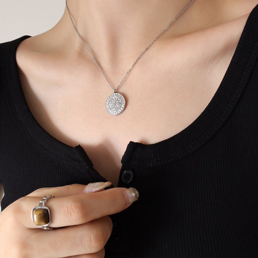 Zircon Titanium Steel Timepiece Shape Necklace Silver / One Size Apparel and Accessories