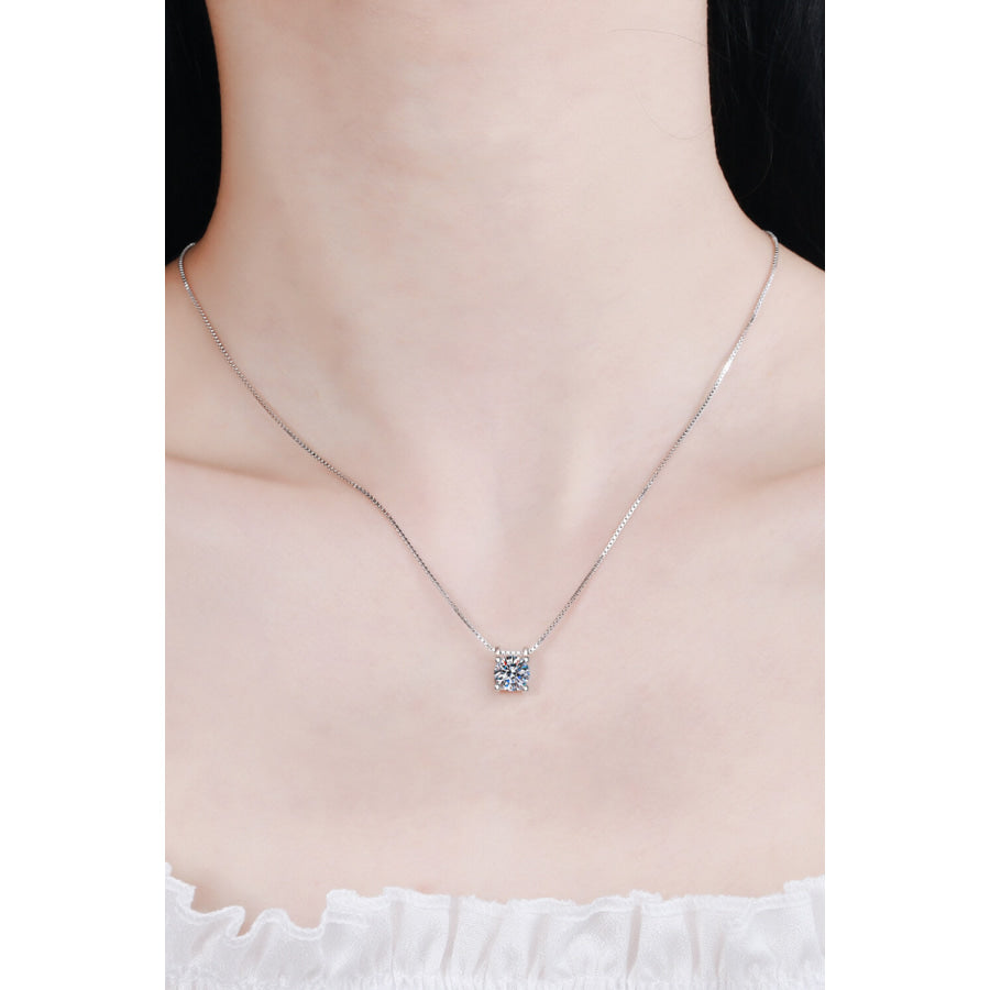 1 Carat Moissanite 925 Sterling Silver Chain Necklace Silver / One Size