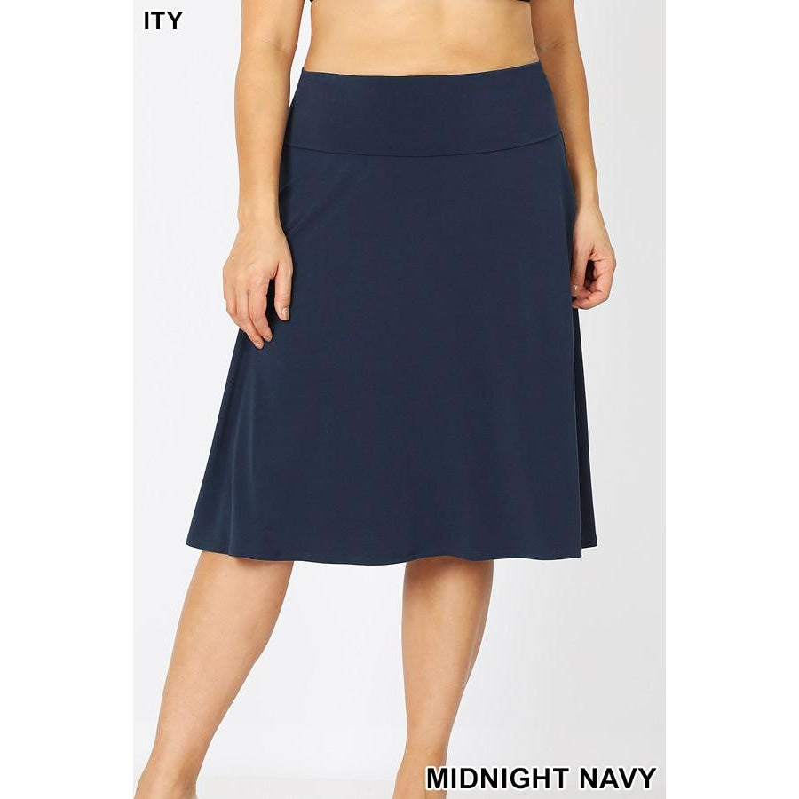 NEW! A-Line Flared Skirt with Fold Over Waist Band Skirts