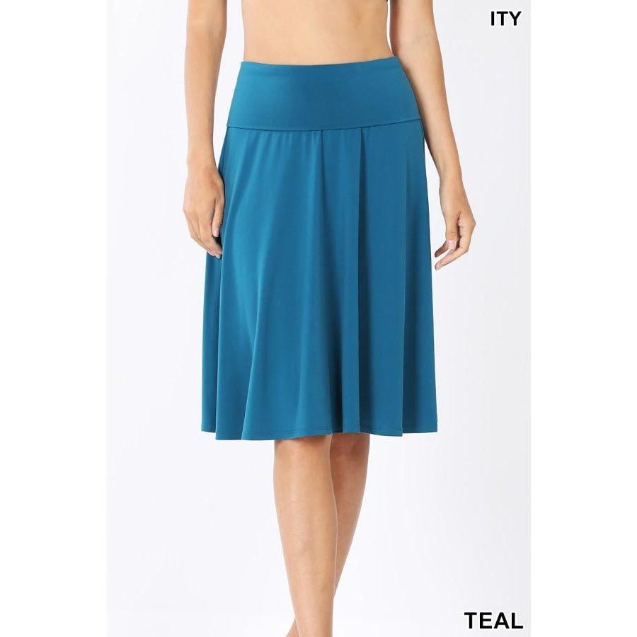 NEW! A-Line Flared Skirt with Fold Over Waist Band Skirts