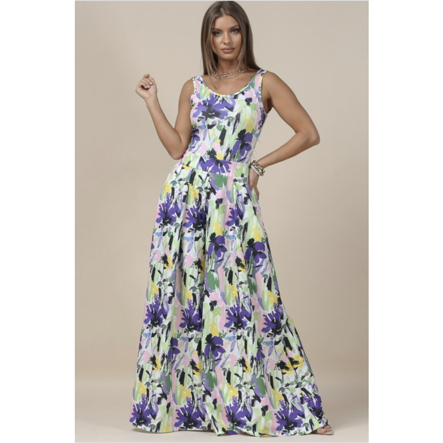 New! Abstract Floral Printed Palazzo Pants with Pockets Palazzo Pants