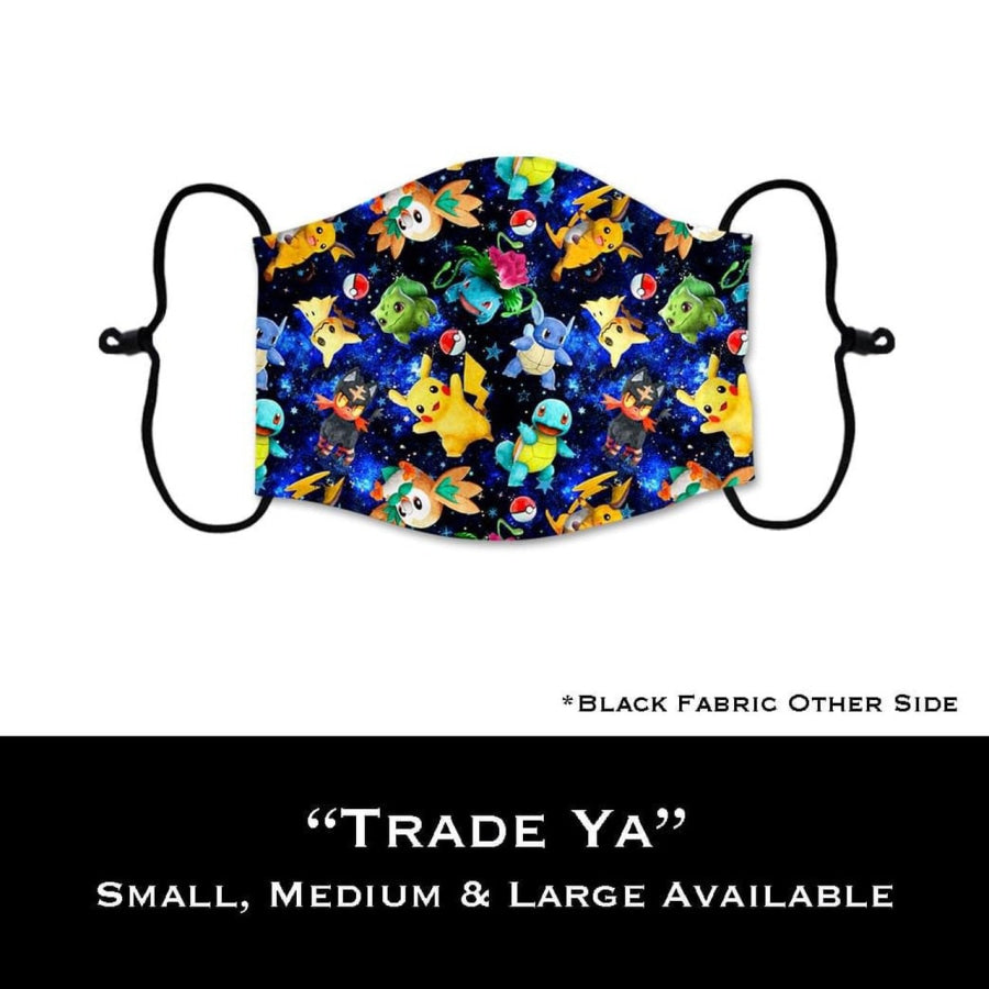 Coming Soon! NEW PRINTS! ADULT Custom Design Face Masks with filter pocket Trade Ya / Adult Medium Face Cover