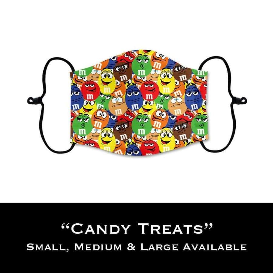 Coming Soon! NEW PRINTS! ADULT Custom Design Face Masks with filter pocket Candy Treats / Adult Medium Face Cover