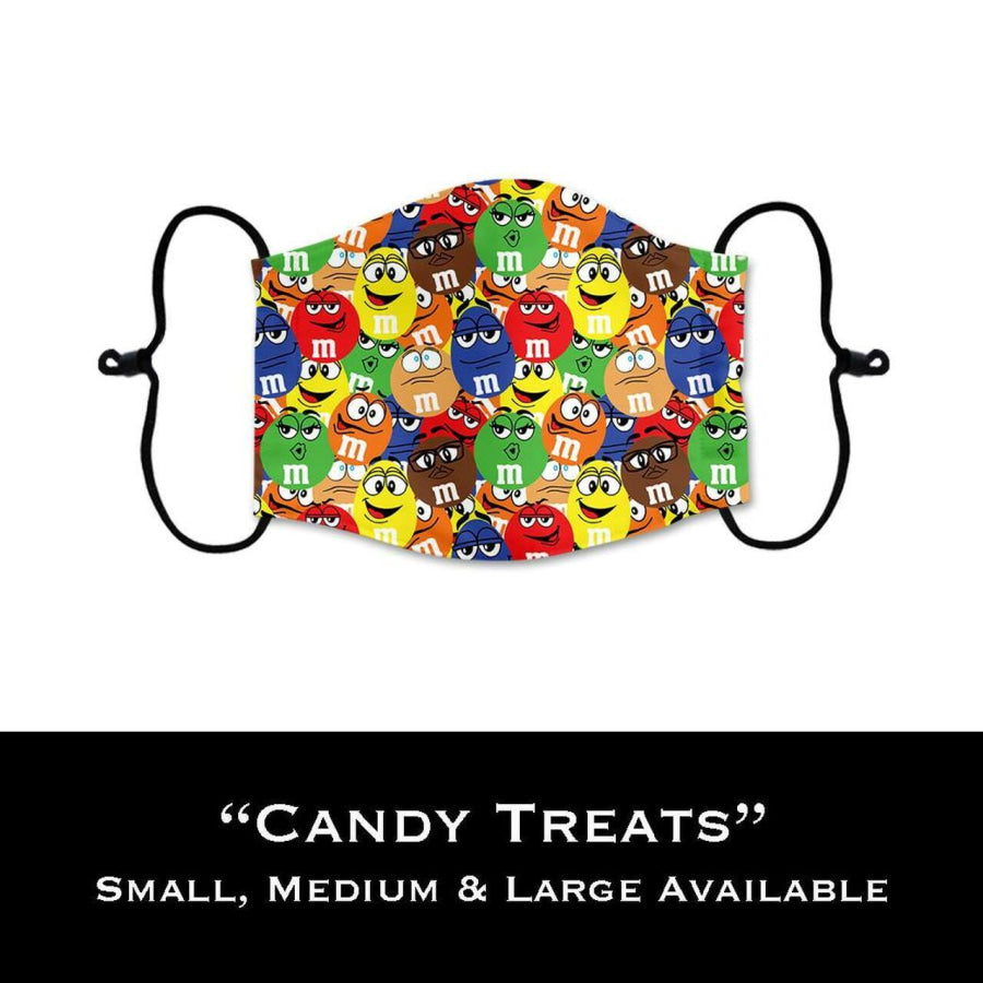 Coming Soon! NEW PRINTS! ADULT Custom Design Face Masks with filter pocket Candy Treats / Adult Medium Face Cover