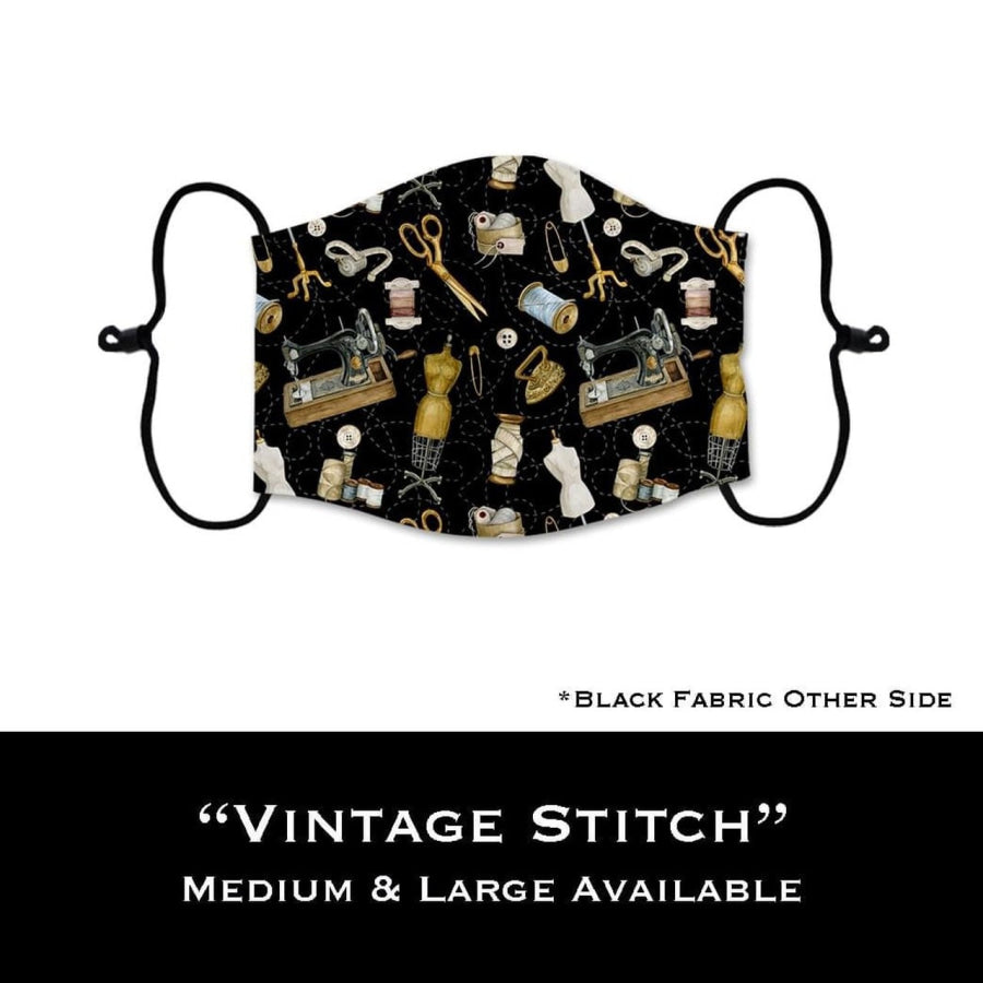 Coming Soon! NEW PRINTS! ADULT Custom Design Face Masks with filter pocket Vintage Stitch / Adult Medium Face Cover