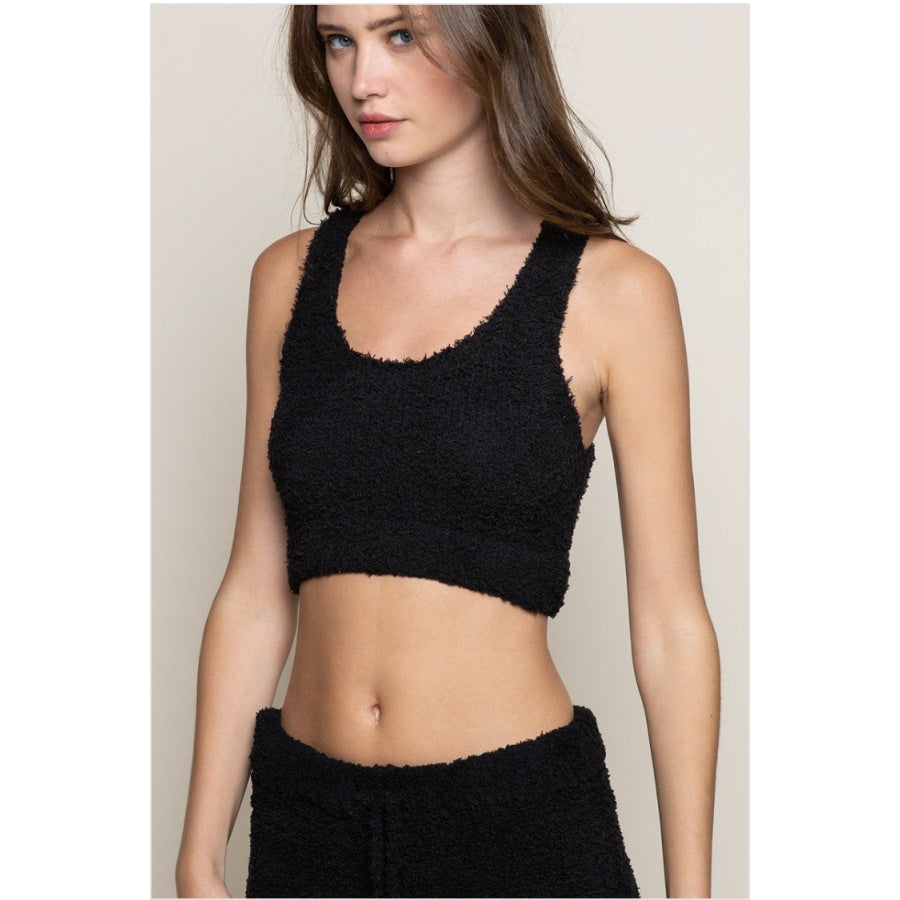 NEW! Berber Fleece Cosy Bralettes Black / Small Sleepwear