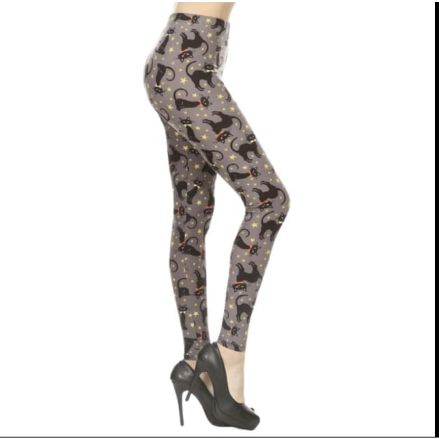 Black Cat Under Stars Black Cat Under Stars / Curvy non-yoga band Leggings