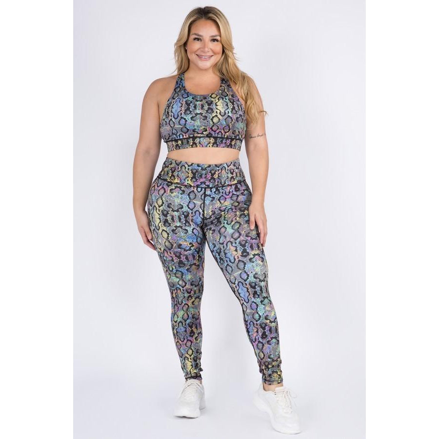 NEW! Iridescent Snake Buttery Soft Sports Crop and Leggings Active Wear